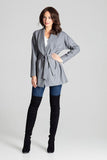 Grey Eco-Leather Jacket with Dropped Shoulders and Pockets
