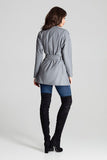 Grey Eco-Leather Jacket with Dropped Shoulders and Pockets