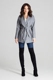 Grey Eco-Leather Jacket with Dropped Shoulders and Pockets