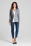 Eco-Leather Grey Tailored Jacket - Slim Fit, Unbuttoned