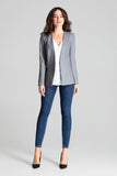 Eco-Leather Grey Tailored Jacket - Slim Fit, Unbuttoned
