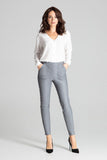 Eco-Leather Grey Tailored Trousers with Patch Pockets