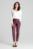 Maroon Eco-Leather Tailored Trousers with Pockets