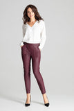 Maroon Eco-Leather Tailored Trousers with Pockets