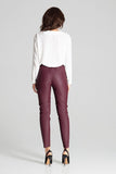 Maroon Eco-Leather Tailored Trousers with Pockets