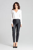 Eco-Leather Black Tailored Trousers with Patch Pockets