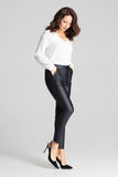 Eco-Leather Black Tailored Trousers with Patch Pockets