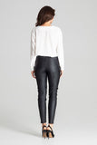 Eco-Leather Black Tailored Trousers with Patch Pockets