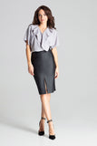Grey Kimono Sleeve Ruffled Envelope Neck Top