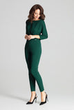 Elegant Green Jumpsuit with Asymmetrical Pleats and Kimono Sleeves
