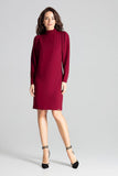 Maroon Fitted Midi Dress with Long Buffet Sleeves