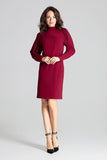 Maroon Fitted Midi Dress with Long Buffet Sleeves