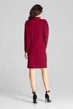 Maroon Fitted Midi Dress with Long Buffet Sleeves