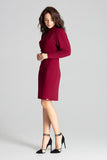 Maroon Fitted Midi Dress with Long Buffet Sleeves
