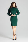 Green Fitted Midi Dress with Long Buffet Sleeves