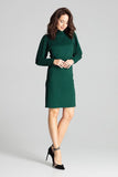 Green Fitted Midi Dress with Long Buffet Sleeves