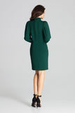 Green Fitted Midi Dress with Long Buffet Sleeves