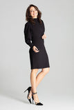 Elegant Black Midi Dress with Long Buffet Sleeves