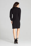 Elegant Black Midi Dress with Long Buffet Sleeves