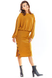 Kimono Cut Long-Sleeved Oversized Sweater with Buttons