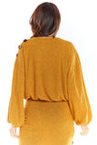 Kimono Cut Long-Sleeved Oversized Sweater with Buttons