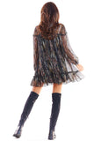 Chiffon Mini Dress with Long Sleeves & Elastic Lining