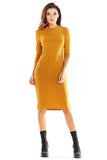 Charming Midi Dress with Long Sleeves and Decorative Tape