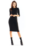Charming Midi Dress with Long Sleeves and Decorative Tape