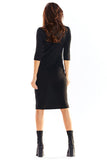 Charming Midi Dress with Long Sleeves and Decorative Tape