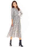 Buttoned Maxi Dress with Shirt Top and Trapeze Bottom