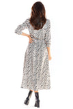 Buttoned Maxi Dress with Shirt Top and Trapeze Bottom