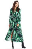 Button-Up Maxi Dress with Trapeze Bottom and Colorful Belt