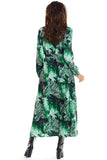 Button-Up Maxi Dress with Trapeze Bottom and Colorful Belt