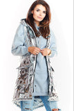 Quilted Shiny Hooded Vest in Black & Silver for Fall