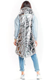 Quilted Shiny Hooded Vest in Black & Silver for Fall