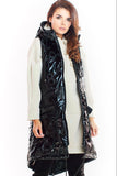 Quilted Hooded Vest in Black and Silver for Fall