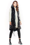 Quilted Hooded Vest in Black and Silver for Fall