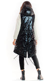 Quilted Hooded Vest in Black and Silver for Fall