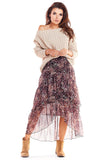 Asymmetrical Tulle Maxi Skirt with Unique Prints