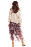 Asymmetrical Tulle Maxi Skirt with Unique Prints