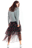 Asymmetrical Tulle Maxi Skirt with Chic Prints