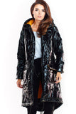 Oversized Press Stud Coat in Glossy Insulated Fabric