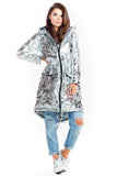 Glossy Insulated Oversized Coat with Press Studs