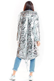 Glossy Insulated Oversized Coat with Press Studs