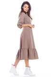 Charming Midi Dress with Frill and Comfortable Fit