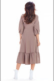 Charming Midi Dress with Frill and Comfortable Fit