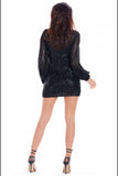 Shimmering Mini Dress with Loose Sleeves for Evenings