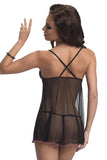 Seductive Black Chemise with Pink Leopard Accents