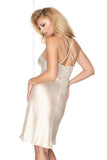 Elegant Ecru Satin Nightdress with Floral Lace Details