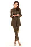 Military Style Jacket with Pockets and Belted Waist